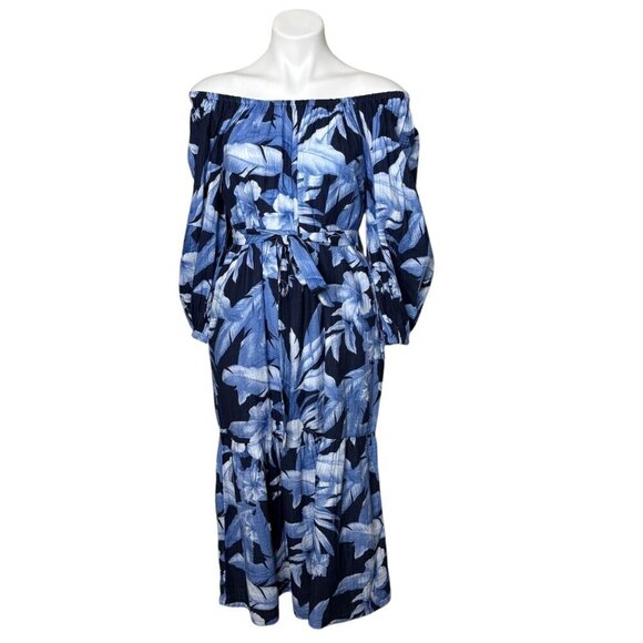 Tommy Bahama NWT $178 Daybreak Hibiscus Midi Dress, Blue Floral Women's Size S - Picture 3 of 12